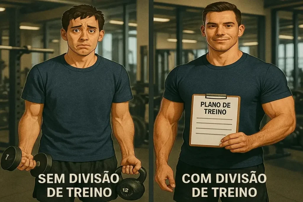 Comparação: sem divisão de treino vs com divisão de treino - plano de treino