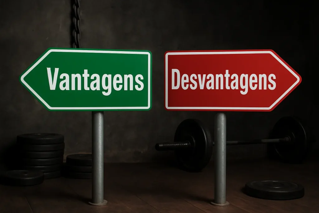 2 placas simbolizando as vantagens e desvantagens