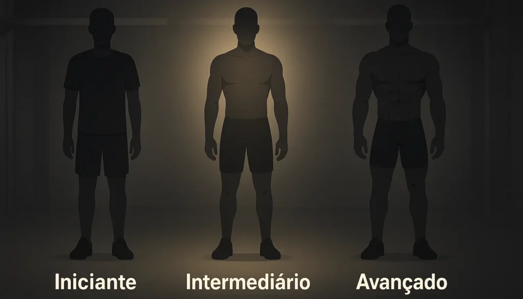 3 siluetas representando os niveis