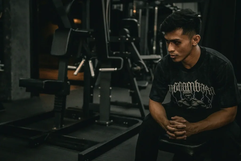 Homem pensando em uma academia sobre o Treino ABCDEF