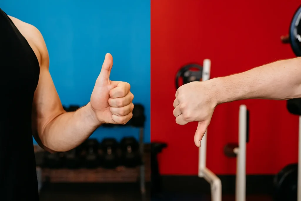 duas mãos representando vantagem e desvantagem