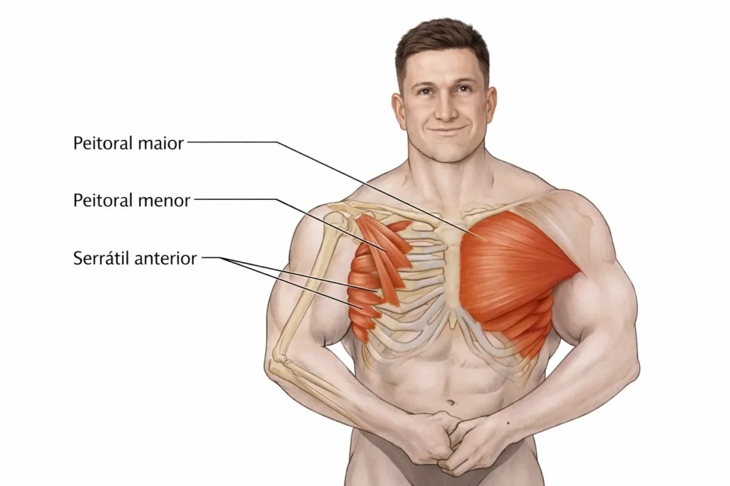 Imagem ilustrando a musculatura do peitoral